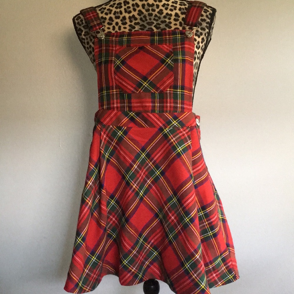 Plaid overall skirt